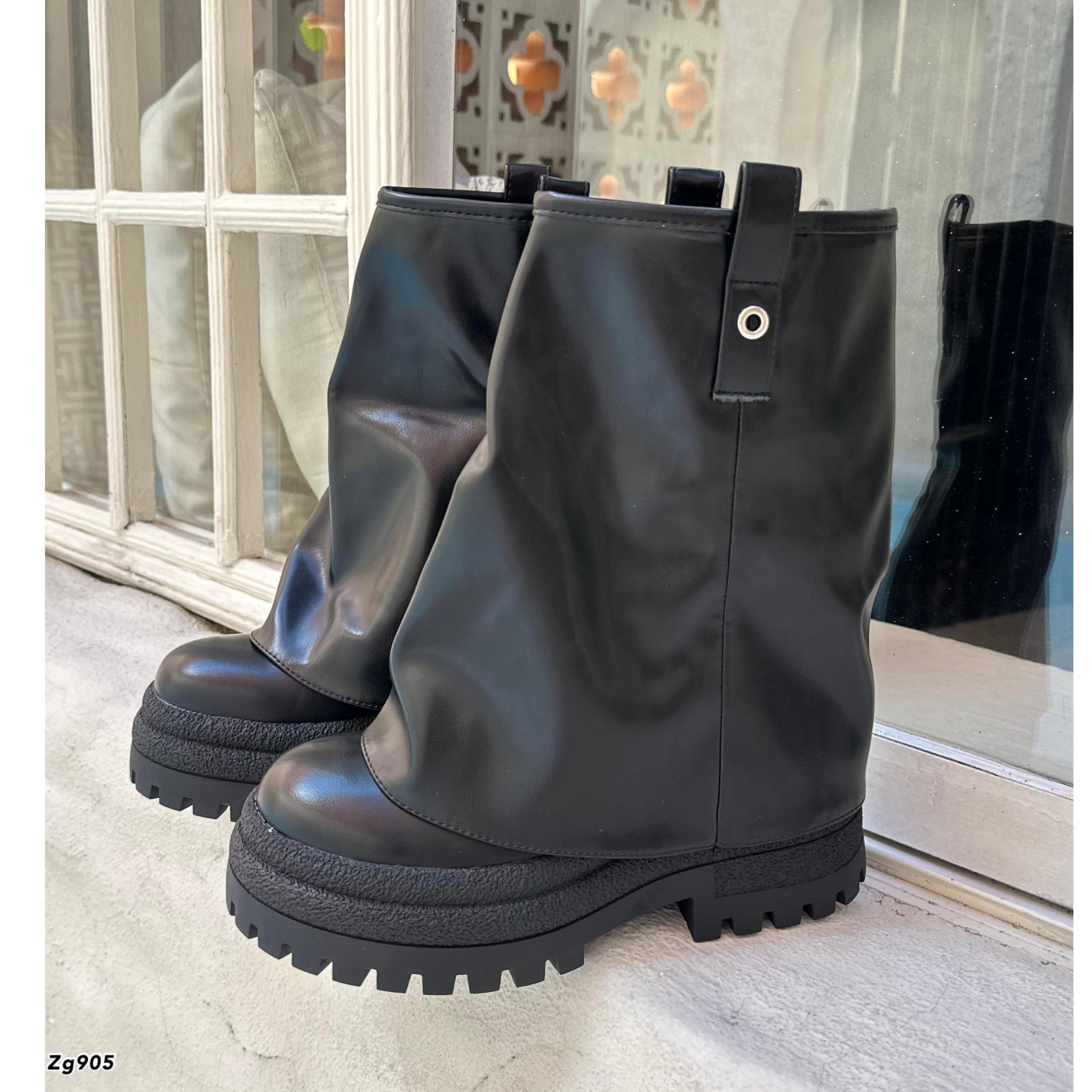 Botin negro doblez suela 6cm 2P9A-AX3435-06 C-24